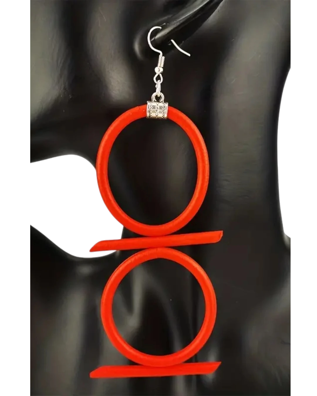 an.21240 Σκουλαρίκια σιλικόνης κόκκινα boho - Image 1