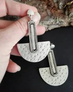 Σκουλαρίκια χειροποίητα επάργυρα ethnic African - Image 3