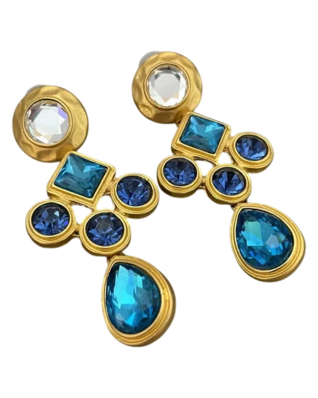 an.21272 Σκουλαρίκια σφυρήλατα με κρύσταλλα boho - Image 1