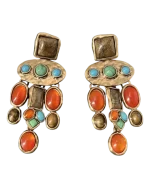 Σκουλαρίκια σφυρήλατα με χρωματιστές πέτρες