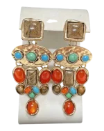 Σκουλαρίκια σφυρήλατα με χρωματιστές πέτρες - Image 3