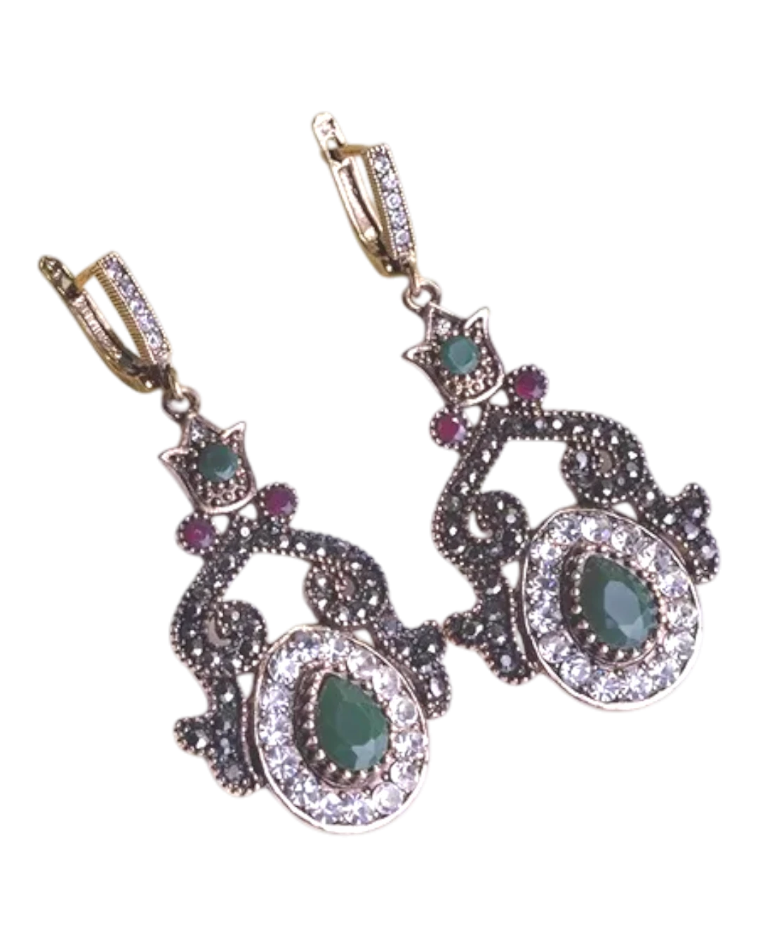 _an.21278 Σκουλαρίκια μπρονζέ Τούρκικου στύλ με κρύσταλλα - Image 1