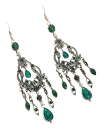 Σκουλαρίκια με πράσινα κρύσταλλα boho