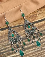 Σκουλαρίκια με πράσινα κρύσταλλα boho - Image 2