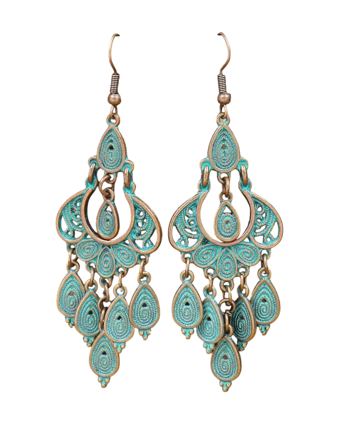 _an.22071 (2) Σκουλαρίκια μπρονζέ ethnic boho - Image 1