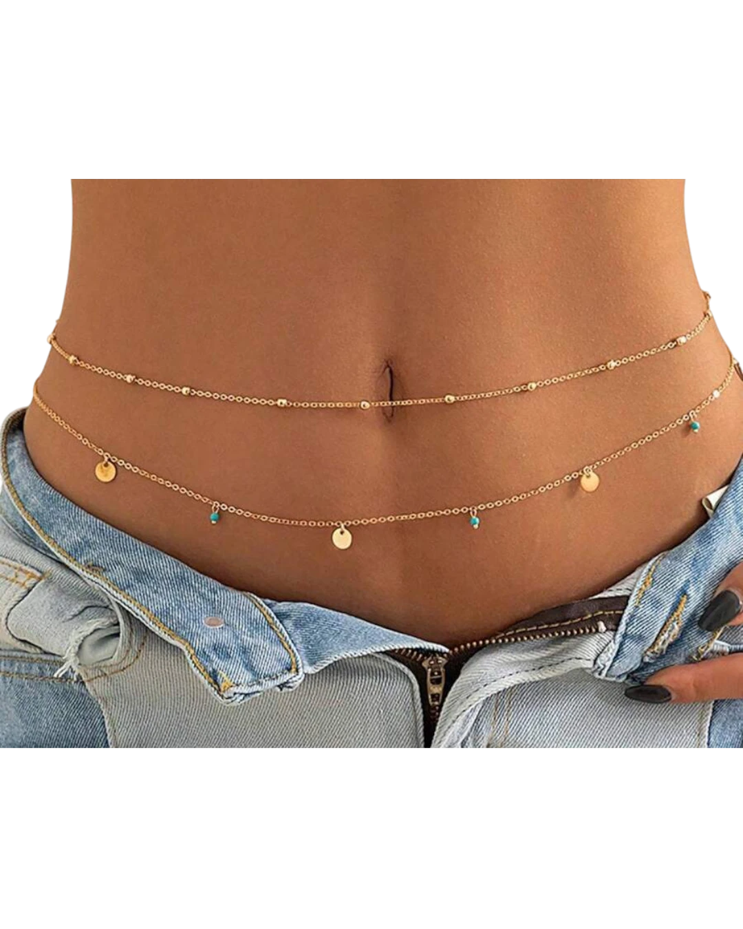 an.22076 Αλυσίδα μέσης διπλή με τυρκουάζ boho - Image 1