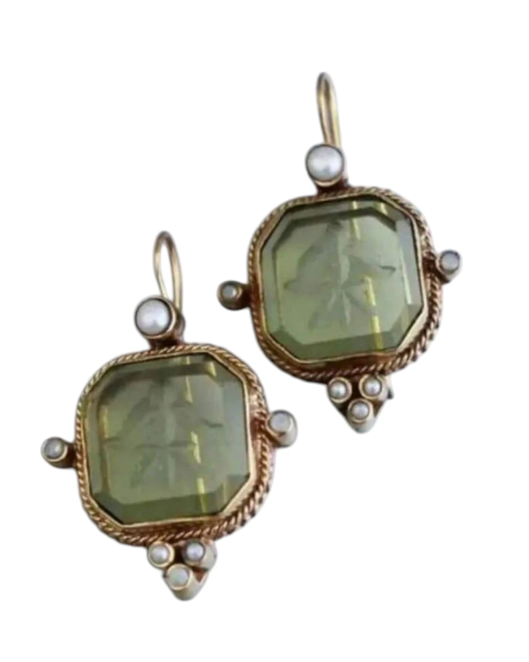 an.22346 (1) Σκουλαρίκια σε στύλ ρετρό με περλίτσες - Image 1