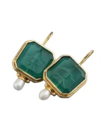 Σκουλαρίκια σε στύλ ρετρό με περλίτσες - Image 2