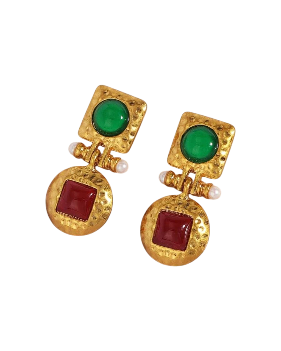 an.22426 (1) Σκουλαρίκια σφυρήλατα με χρωματιστές πέτρες - Image 1