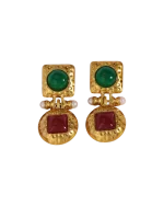 Σκουλαρίκια σφυρήλατα με χρωματιστές πέτρες - Image 2