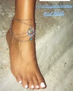 Αλυσίδα ποδιού μέ τυρκουάζ πετρούλες - Image 3