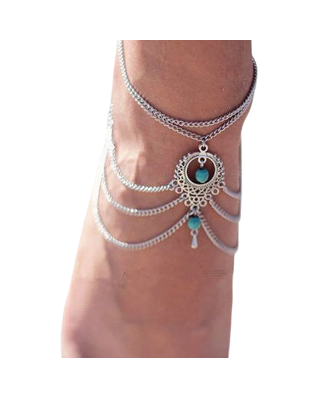 an.779 Αλυσίδα ποδιού μέ τυρκουάζ πετρούλες - Image 1
